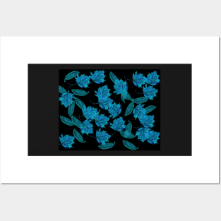 blue leaves Posters and Art